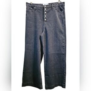 Sam Edelman High-Waisted Button-Fly Black Jeans, Sz 32